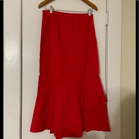 Express High waisted Ruffle Red Midi Skirt and crop top set Size Small - Picture 8 of 9